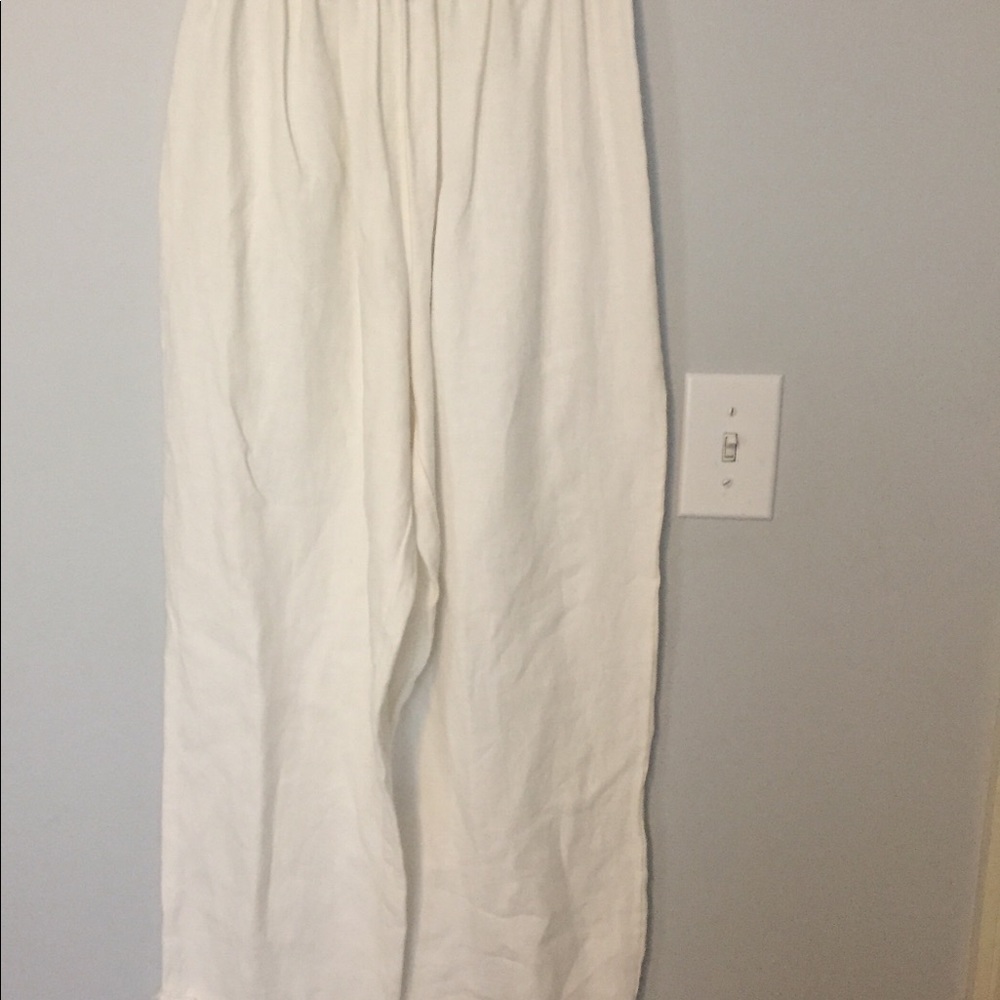 Linen Pant  Cream Color Size L Shell Buttons